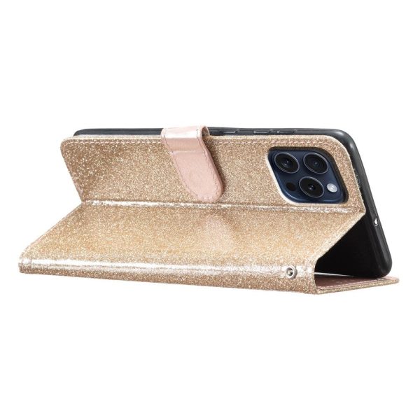 EIDERWOOD iPhone 16 Pro Læder Cover m. Pung & Strop - Glimmer - Guld For Cheap