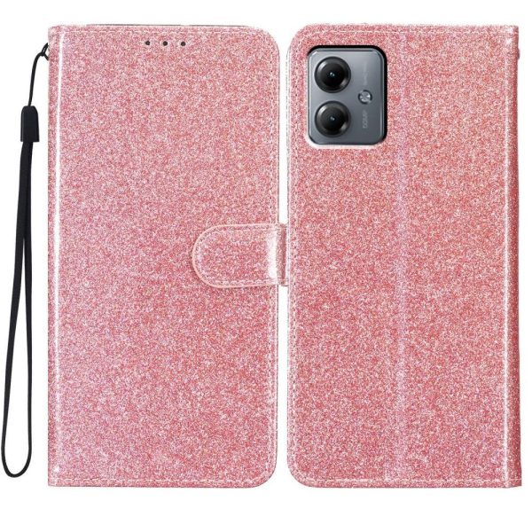 EIDERWOOD Motorola Moto G54 Læder Cover m. Pung & Strop - Glimmer - Rose Gold For Discount