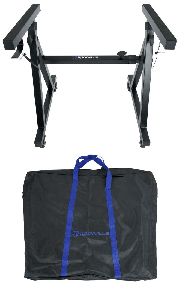 Rockville Z40W Z-Style Keyboard Stand+Wheels+Bag Fits Samson Carbon 61 Discount