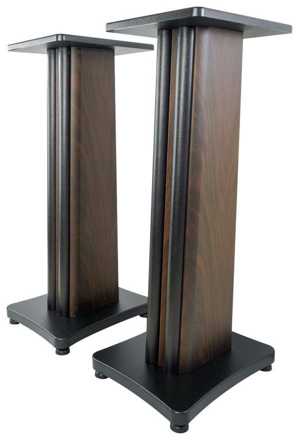 (2) Rockville Dark Wood 28  Speaker Stands Fits IK Multimedia IP-ILOUD-MTMW-IN Supply