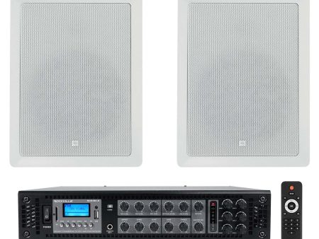 (2) JBL CONTROL 128 WT 8  50w Commercial 70v In-Wall Speakers+Amp For Restaurant For Discount