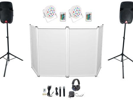 DJ Package w  (2) 12  DJ PA Speakers w Bluetooth+Facade+Lights+Mics+Headphones Online now