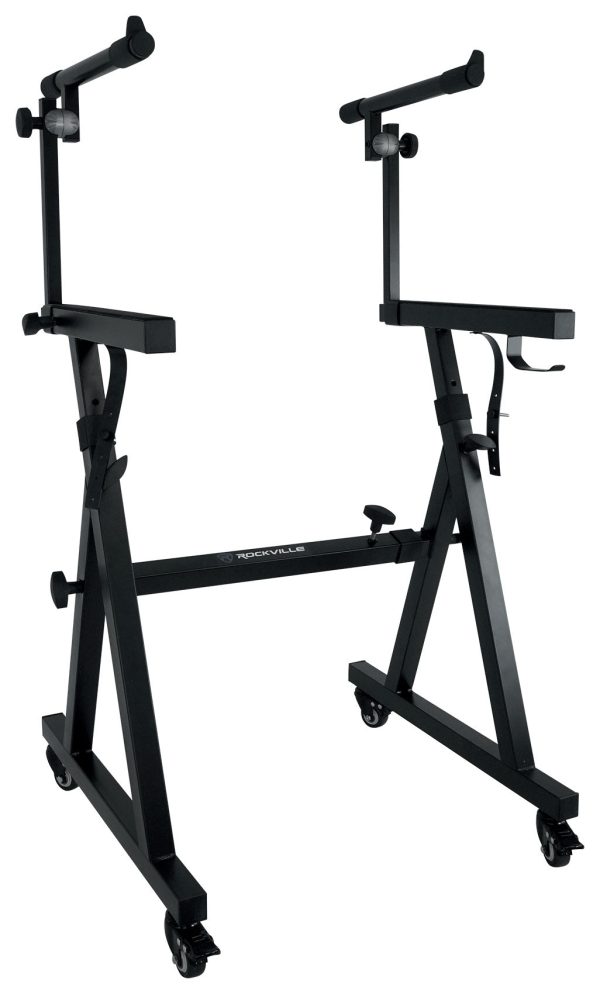 Rockville Z45W Z-Style 2-Tier Keyboard Stand+Wheels Fits Dexibell VIVO P3 Online Hot Sale