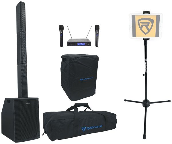 Rockville TITAN ARRAY Karaoke Machine System+Subs+(2) Wireless Mics+Tablet Stand on Sale