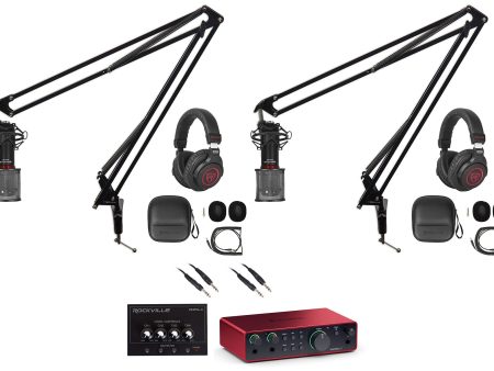 2-Person Podcast Podcasting Recording Kit w Scarlett 2i2 4 Gen Interface+Booms Cheap