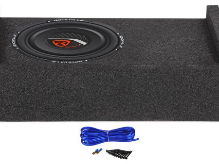 Rockville W10T4-S2 10  1200w Shallow Car Subwoofer+Bedlined Sub Enclosure Box Sale