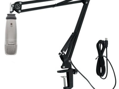 Samson C01U Pro USB Microphone Recording Streaming Mic+Audio Technica Boom Arm Discount