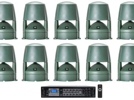 (10) JBL CONTROL 85M 5.25  Commercial 70v Outdoor Landscape Speakers+Amplifier Discount