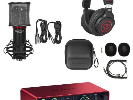 Focusrite Scarlett 2i2 4th Gen USB Recording Audio Interface+Mic+Headphones For Discount