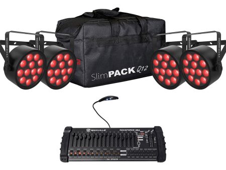 Chauvet DJ SlimPACK Q12 ILS (4) SlimPAR Q12 ILS Lights+Cables+Bag+DMX Controller Supply