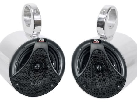 (2) MTX 6.5  150 Watt Silver Marine Boat Wakeboard Tower Speakers w Crossover Online Sale