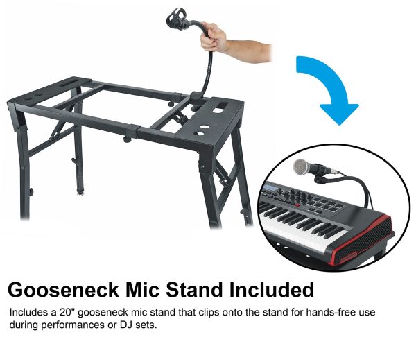 Rockville PKS38 Platform-Style Keyboard DJ Stand+Tabletop+Gooseneck Mic Stand Discount