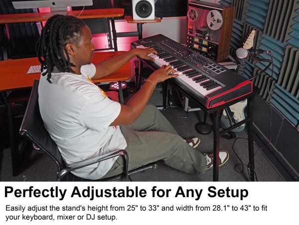 Rockville PKS38 Platform-Style Keyboard DJ Stand+Tabletop+Gooseneck Mic Stand Discount